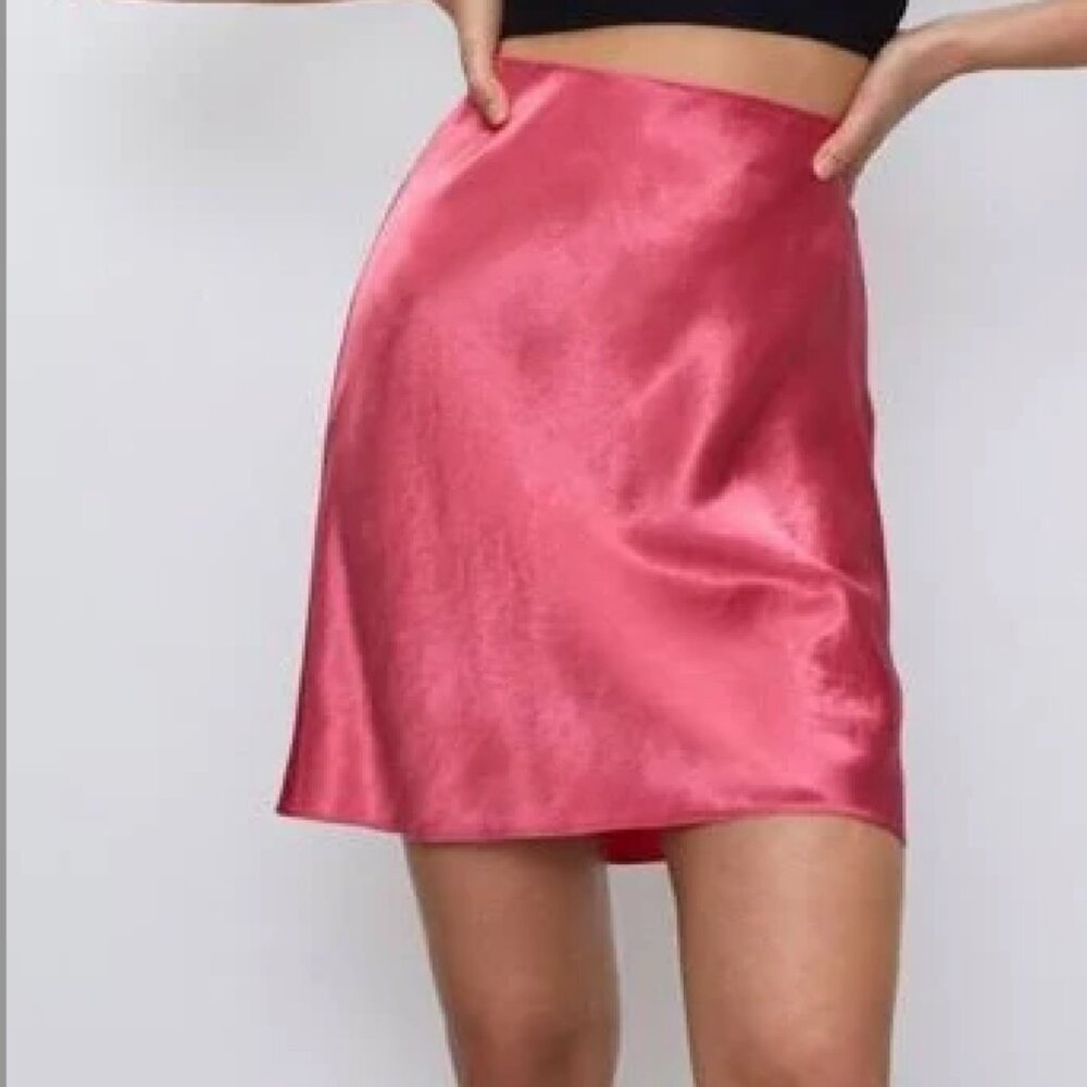 Aritzia Babaton Mini Slip Skirt Rhodon Pink